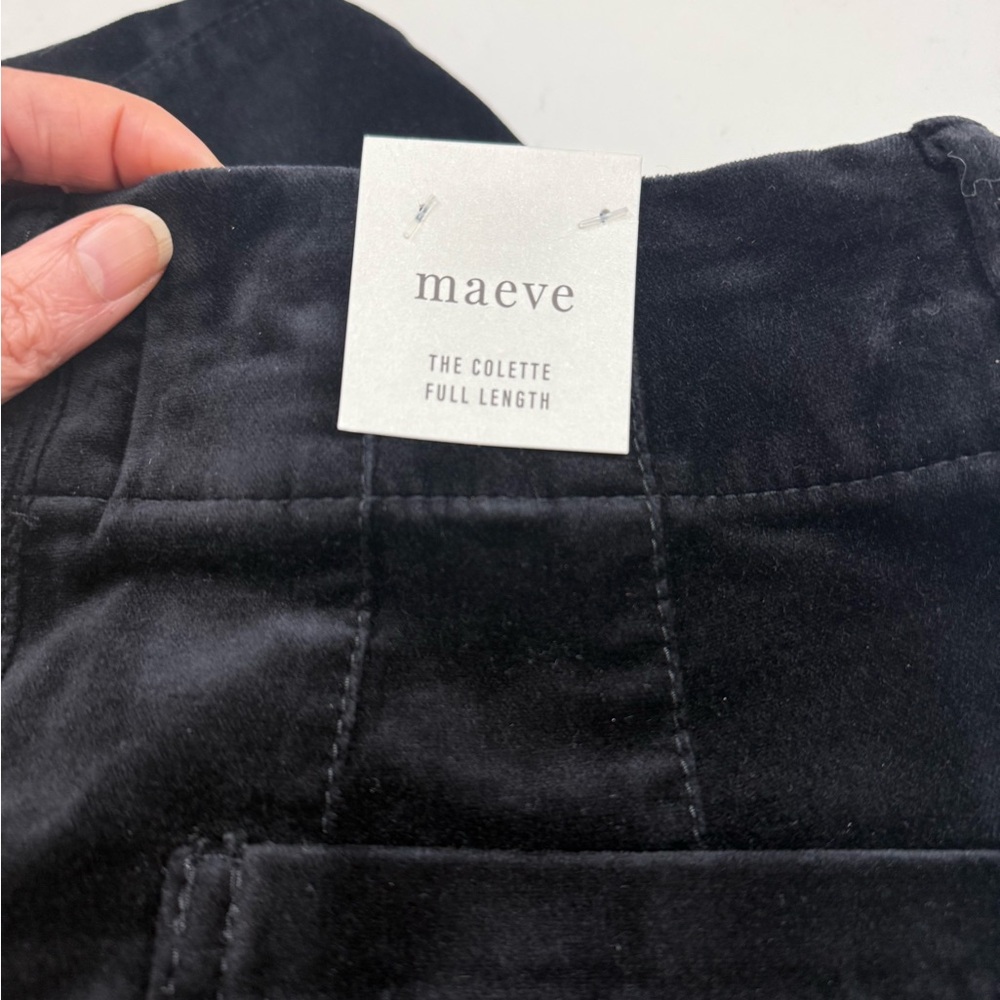 Anthropologie Black Velvet Collette Full Length Pant Size 26 - Picture 7 of 9